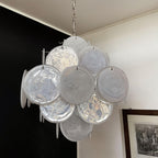 Murano Glass White Disks Chandelier 36