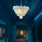 Murano Glass Blue Disks Chandelier