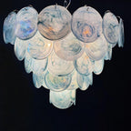 Murano Glass Blue Disks Chandelier