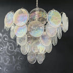 Murano Glass Iridescent Disks Chandelier