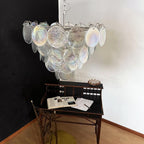 Murano Glass Iridescent Disks Chandelier