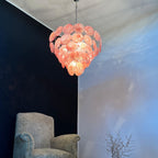 Murano Glass Pink Disks Chandelier 27.6-Inch
