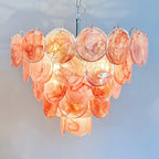 Murano Glass Pink Disks Chandelier 27.6-Inch