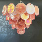 Murano Glass Pink Disks Chandelier 27.6-Inch