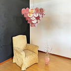 Murano Glass Pink Disks Chandelier 27.6-Inch