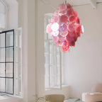 Huge Vintage Murano Pink Disks Chandelier