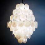 Huge Vintage Murano White Disks Chandelier