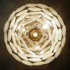 Huge Vintage Murano White Disks Chandelier