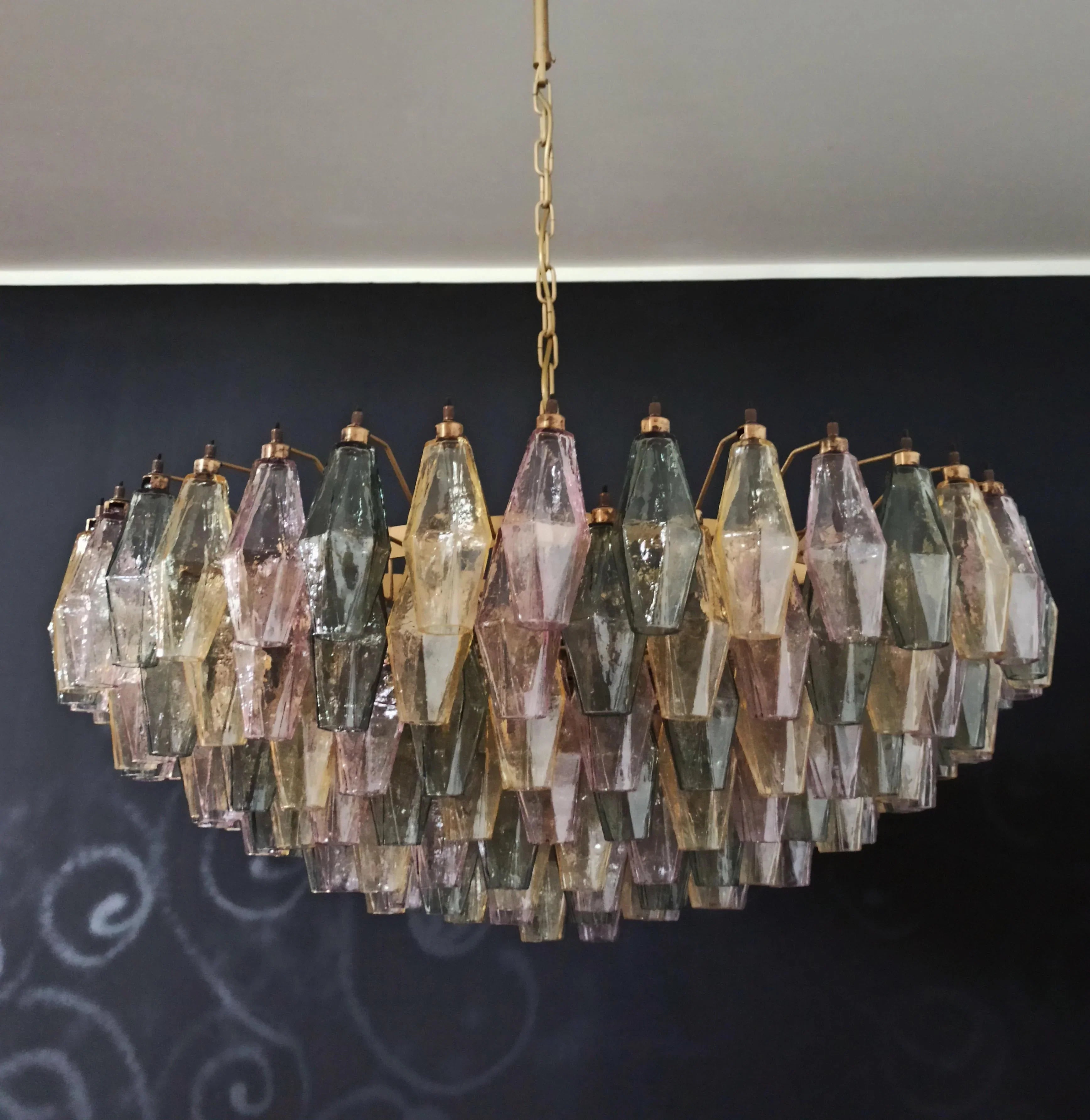 Murano Faceted Multicolor Glass Chandelier