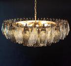 Murano Faceted Transparent Smoked Glass Chandelier