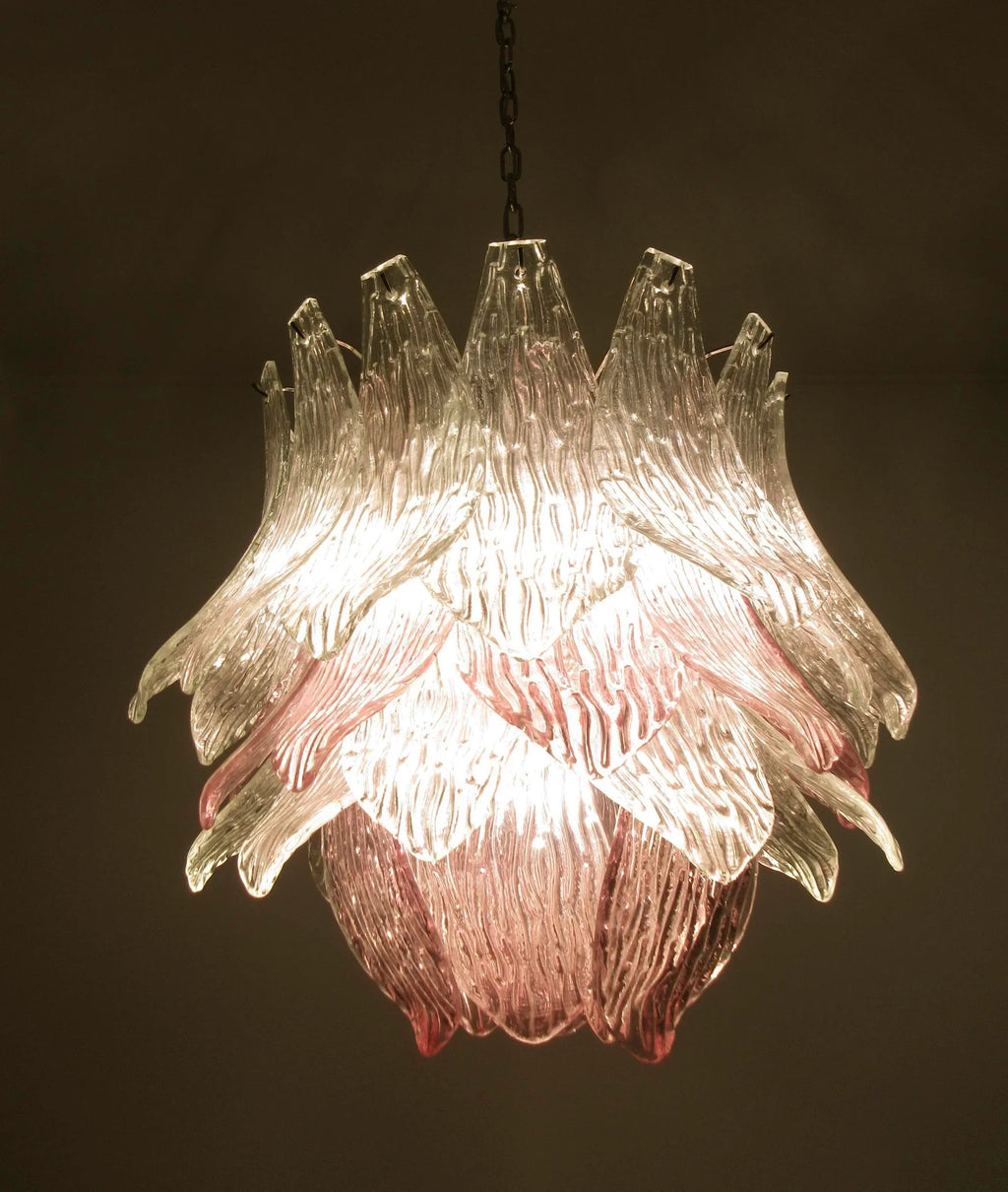 Vintage Murano Transparent Amethyst Glass Chandelier