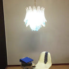Vintage Murano Transparent Blue Glass Chandelier