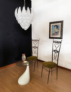 Murano Frosted Carved Glass Leaves Chandelier