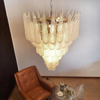 Vintage Transparent Murano Glass Petals Drop Chandelier