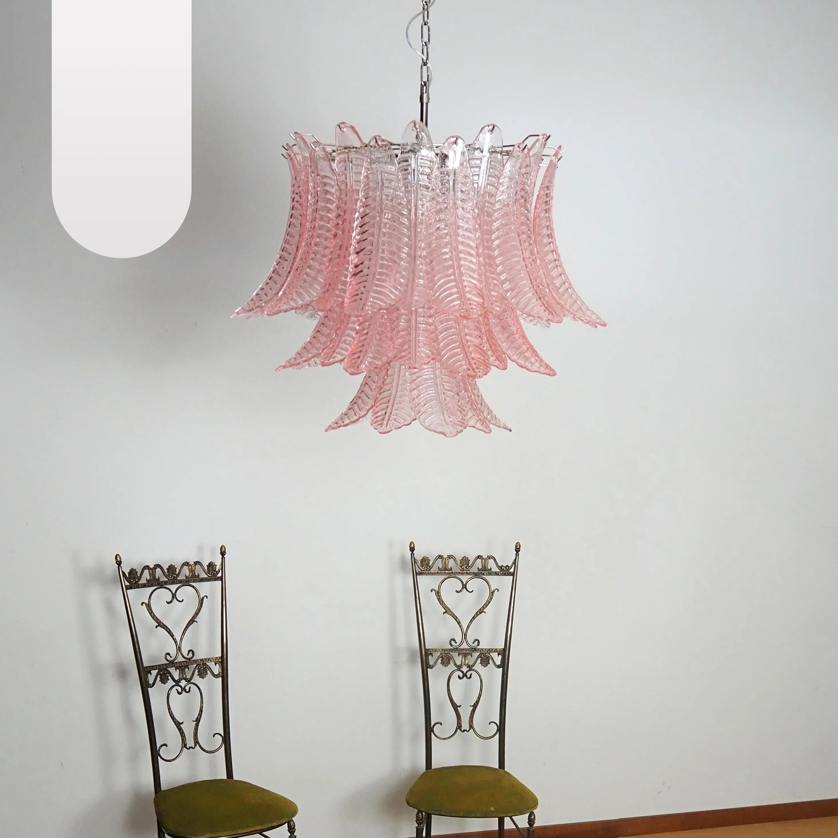 Murano Pink Ferns Glass Chandelier