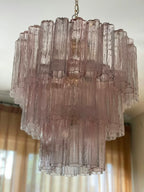 Murano Pink Glass Tube Chandelier