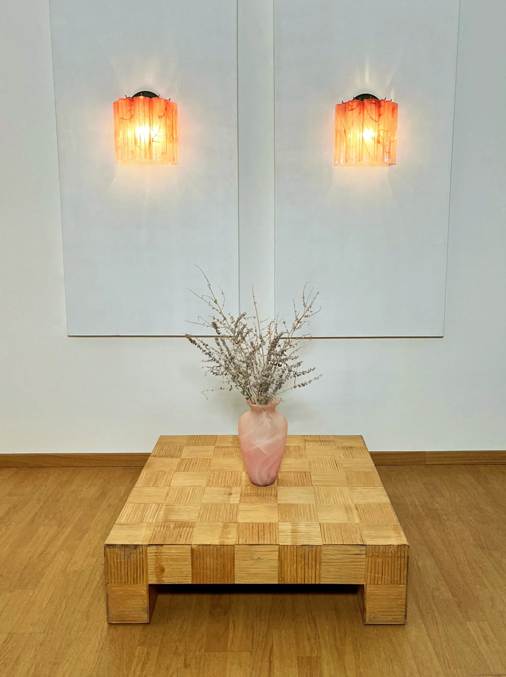 Murano Pink Glass Tube Wall Lamp