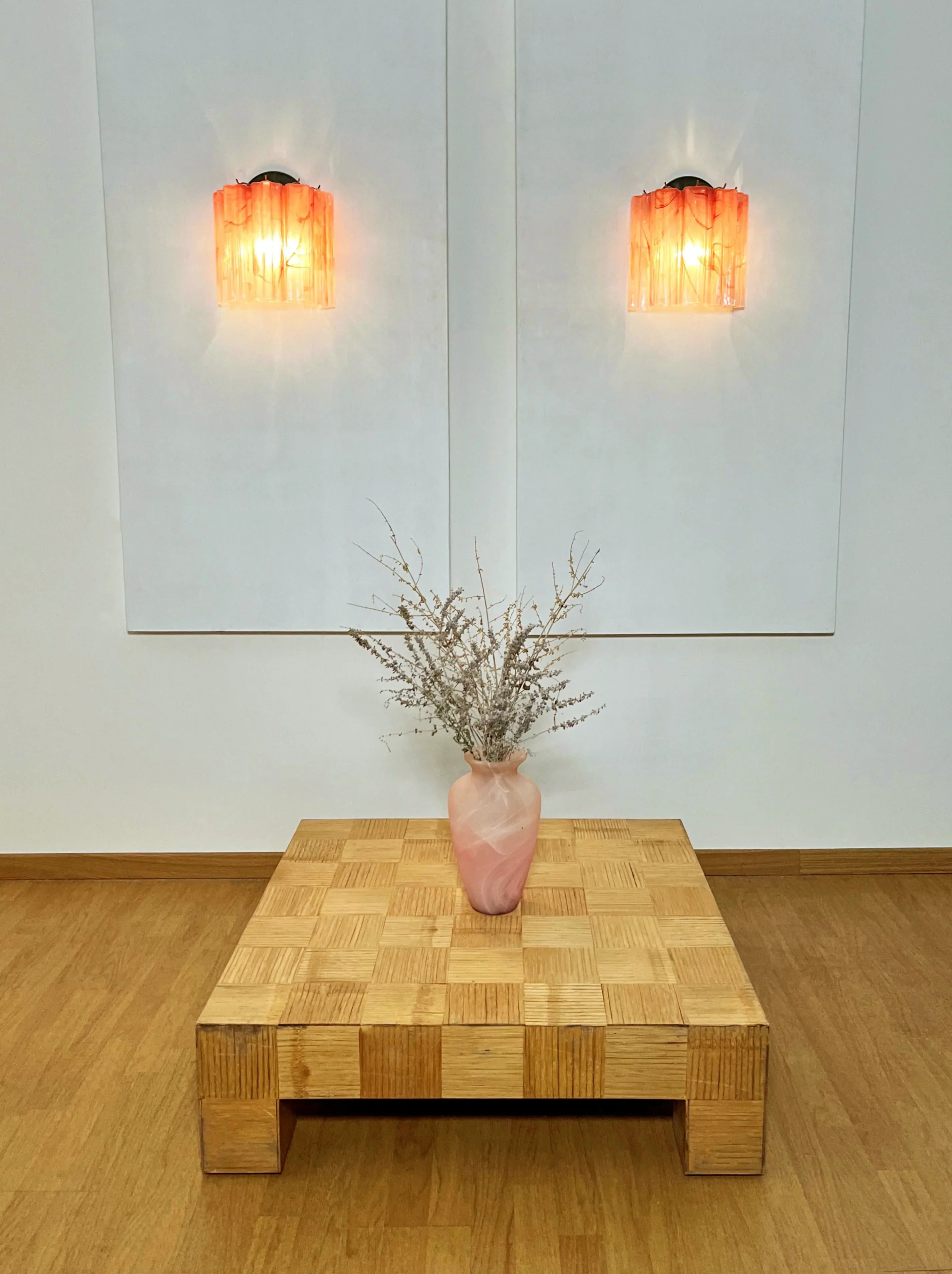 Murano Pink Glass Tube Wall Lamp