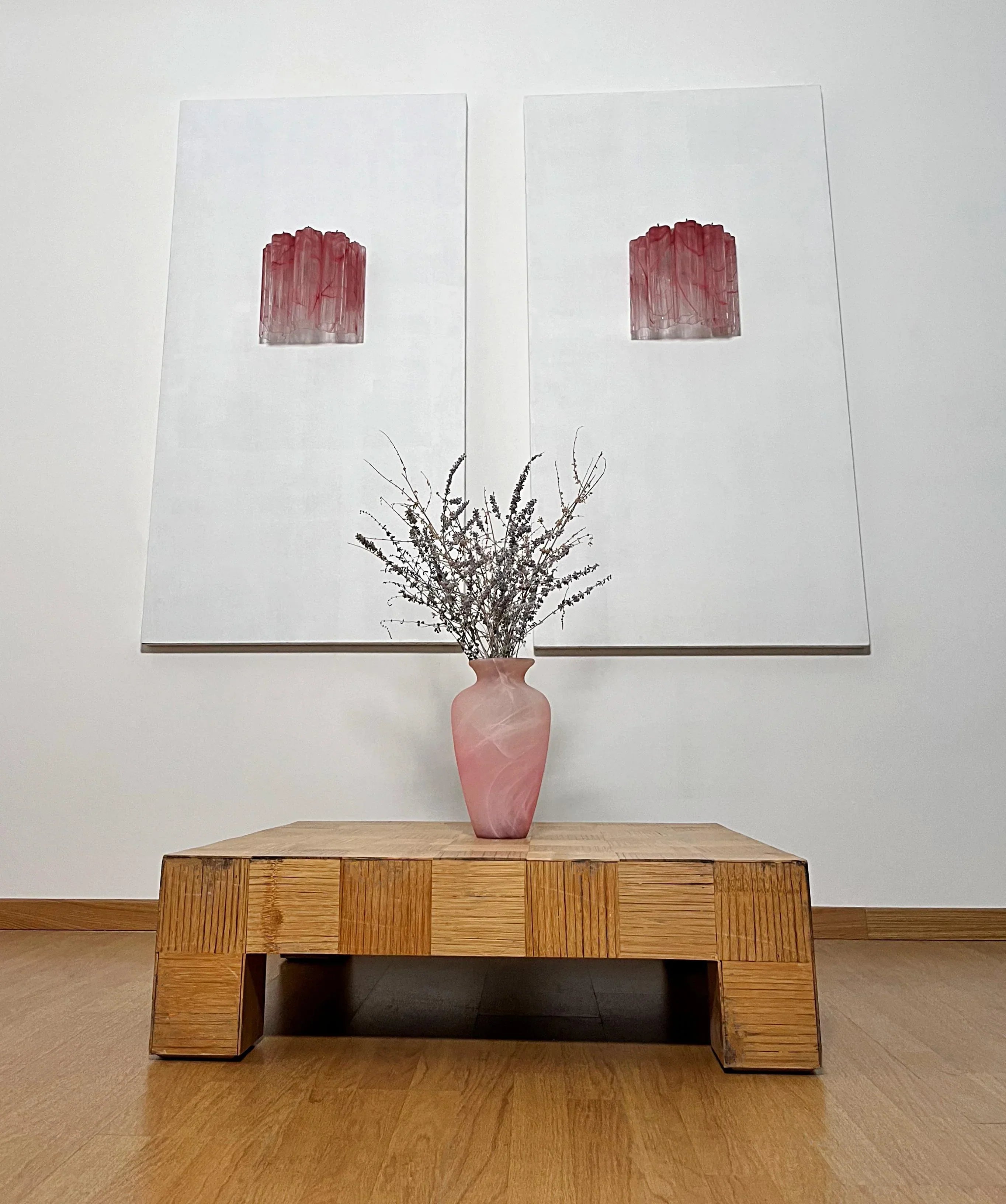 Murano Pink Glass Tube Wall Lamp