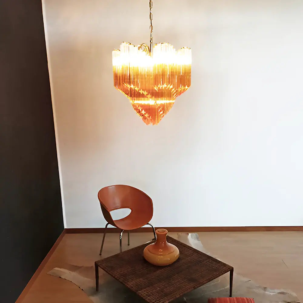 Murano Shaded Amber Prism Chandelier