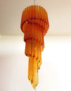 Murano Spiral Amber Prism Glass Chandelier