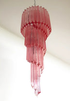Murano Spiral Pink Prism Glass Chandelier