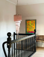 Murano Spiral Pink Prism Glass Chandelier