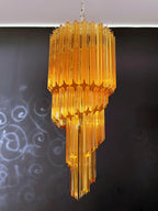 Murano Spiral Prisms Amber Chandelier