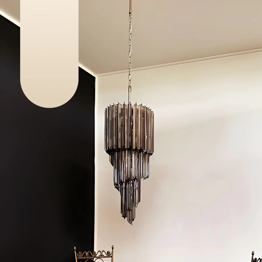 Murano Spiral Prisms Smoked Chandelier