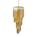 Murano Spiral Prisms Transparent Amber Chandelier