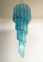 Murano Spiral Transparent Blue Prism Glass Chandelier