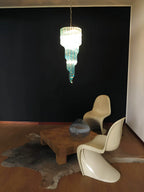 Murano Spiral Transparent Blue Prism Glass Chandelier
