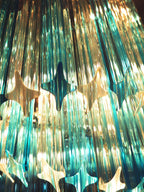 Murano Spiral Transparent Blue Prism Glass Chandelier
