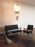 Murano Spiral Transparent Smoked Prism Glass Chandelier