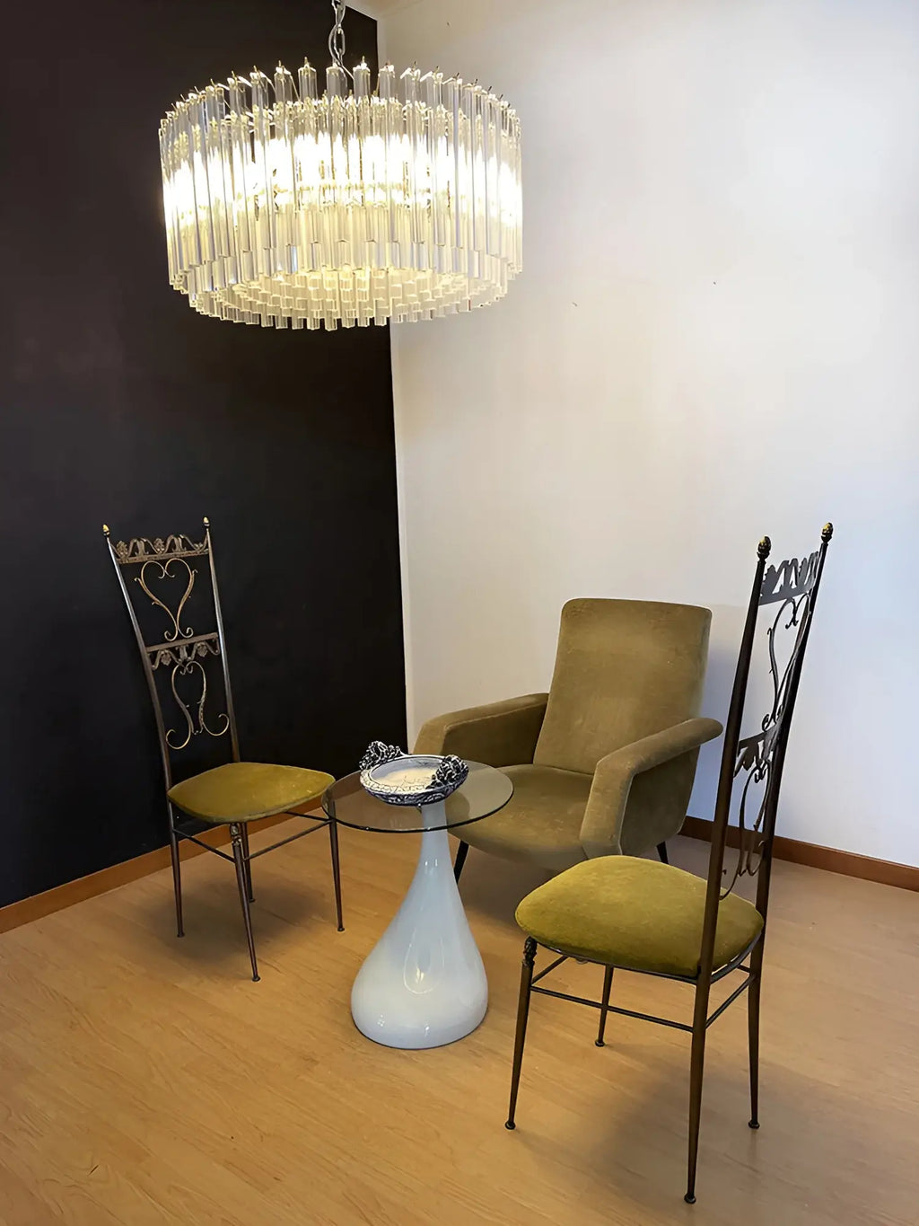 Murano Round Prisms Transparent Chandelier