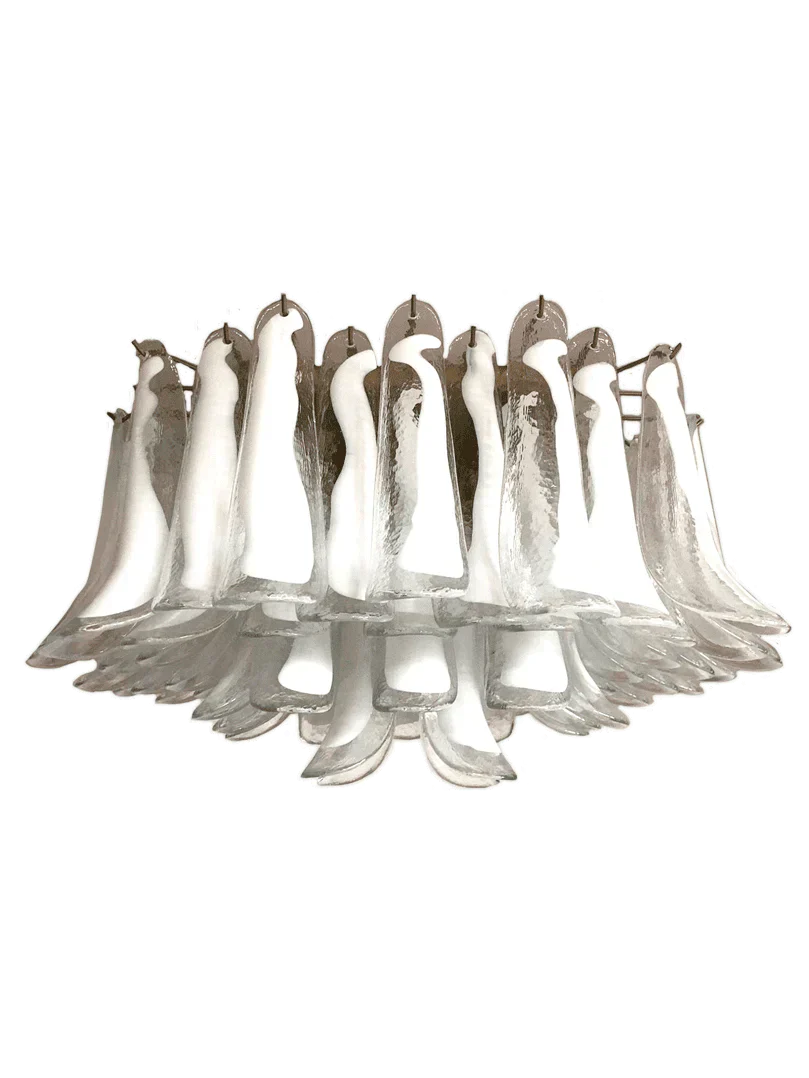 Murano Ceiling Lamp – 64 Petals – Transparent / white