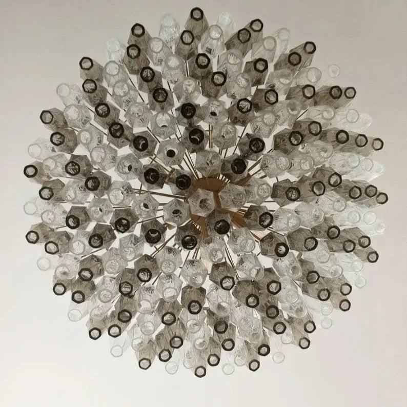 Murano Chandelier – Poliedri – 185 Glass – Smoked / transparent