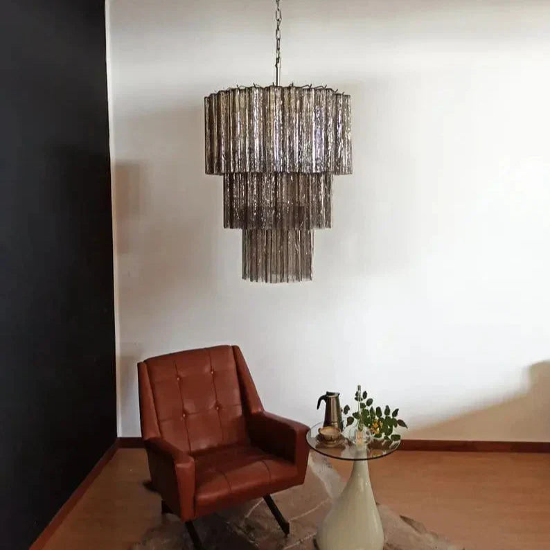 Murano Glass Chandelier – 52 Tubes – Smoked