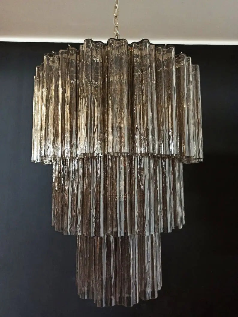 Murano Glass Chandelier – 52 Tubes – Smoked