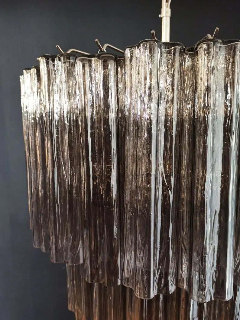 Murano Glass Chandelier – 52 Tubes – Smoked