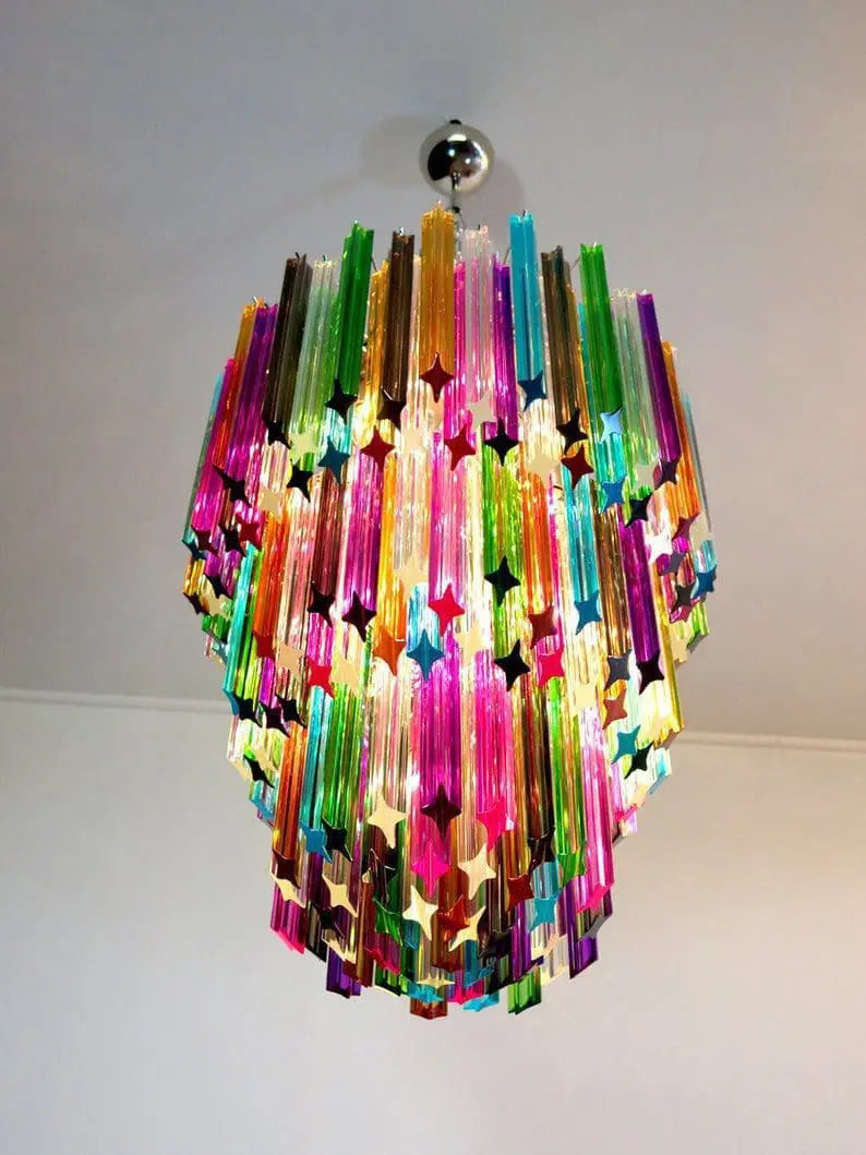 Murano Glass Chandelier – 184 Prisms – Multi