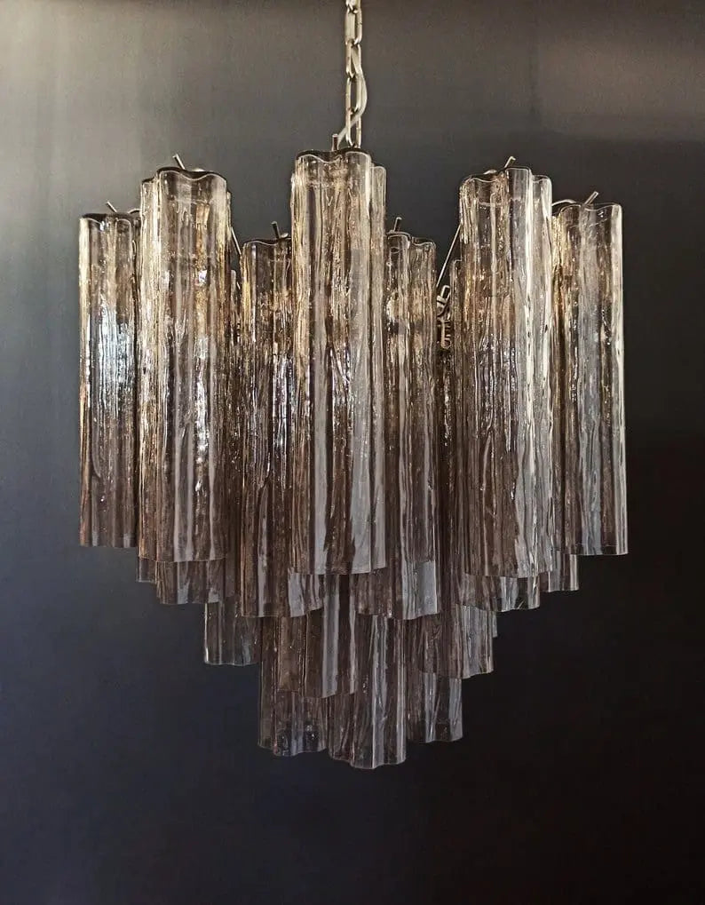 Murano Glass Chandelier – 36 Tubes – Smoked
