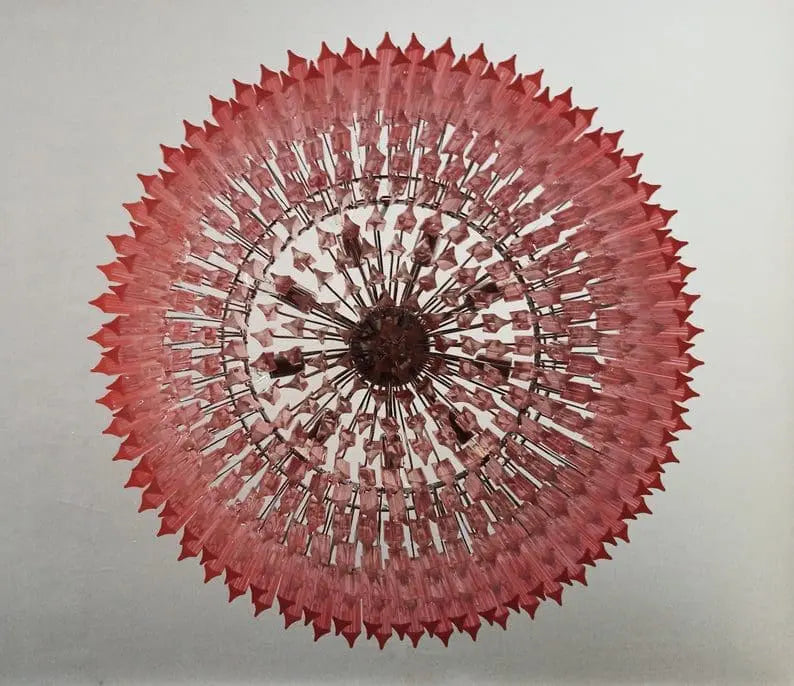 Murano Glass Chandelier – Triedri – 391 Prisms – Pink