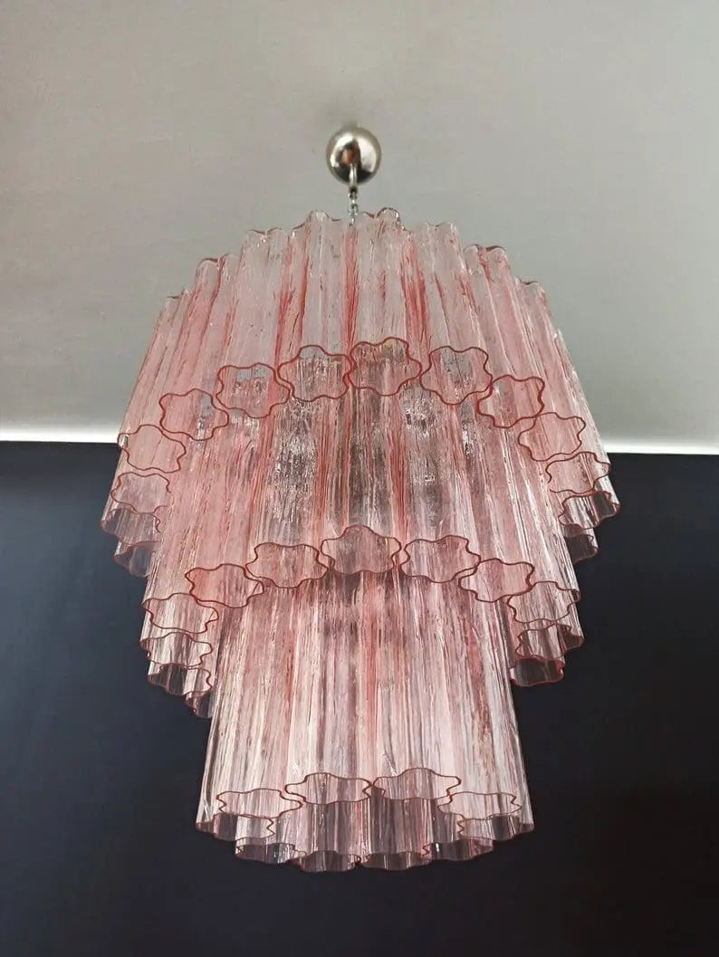 Murano Glass Chandelier – 52 Tubes – Pink