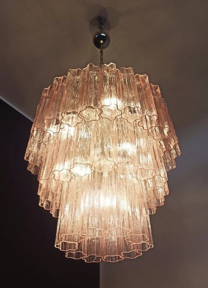 Murano Glass Chandelier – 52 Tubes – Pink