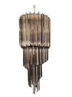 Murano Glass Chandelier – Spiral – 54 Prisms – Smoked