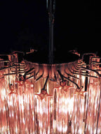 Murano Glass Chandelier – Quadriedri – 46 Prisms – Pink