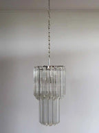 Murano Glass Chandelier – Quadriedri – 46 Prisms – Transparent