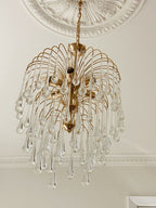 Vintage – Murano Glass Chandelier – Teardrop – 68 Drops – Clear