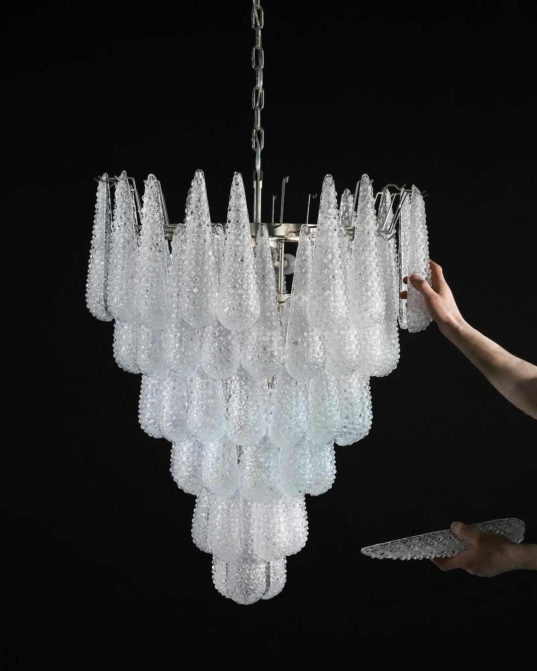 Murano Chandelier – Drop – 75 Glasses – Transparent